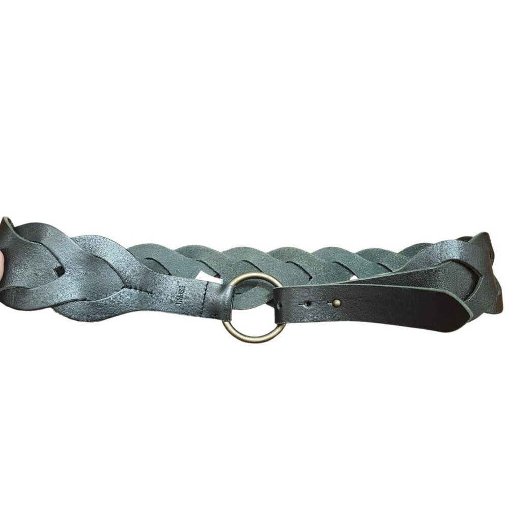 Esprit Women’s Black Buffalo Leather Braided Belt Size M Vintage Style Ring Buck - Picture 5 of 9